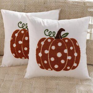 Pumpkin Pillow Covers Embroidered Fall Decor Thanksgiving Farmhouse Throw Cases